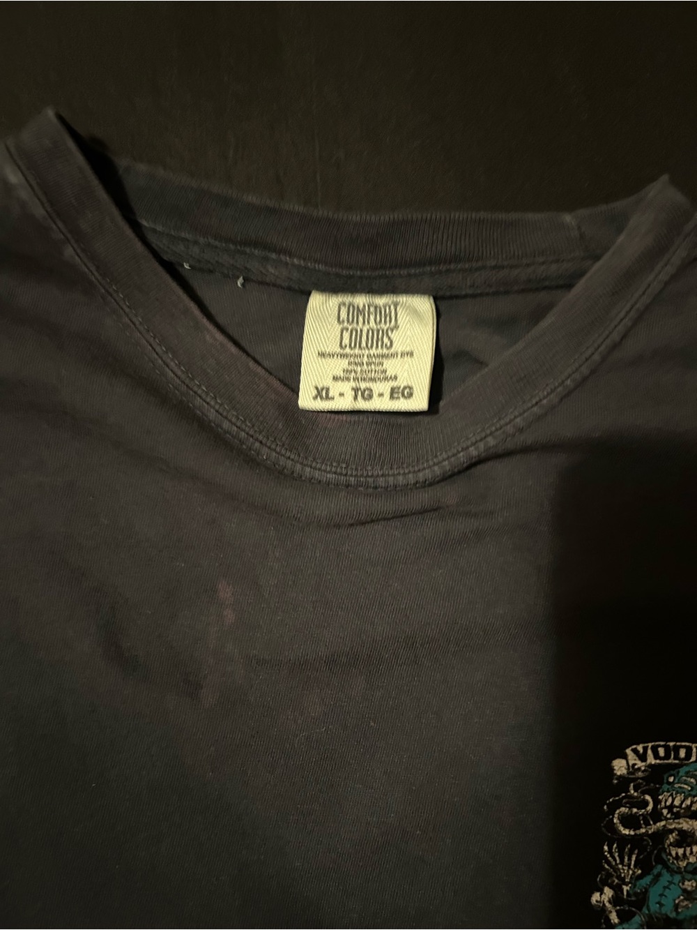 Comfort Colors Black Tee with Teal & Red Voodoo Graphic - Picture 5 of 5